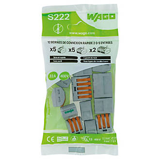 Wago S222 32A 2/3 ou connecteur à levier 5 broches, lot de 12