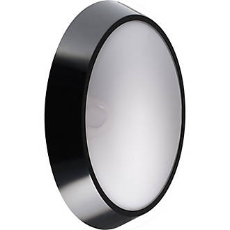 Plafonnier extérieur rond LED en forme de hublot noir Lébénoïd 15W 1 200lm