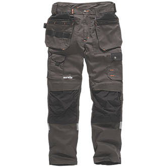 Pantalon de travail Trade Stretch Scruffs, gris et noir, taille 44, longueur 81 cm 
