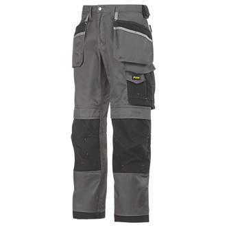 Pantalon à poches étui Snickers DuraTwill 3212 gris / noir, tour de taille 35" et longueur de jambe 35" 