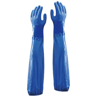 Gants longue manchette 25½" de protection contre les risques chimiques Showa 690 bleus taille XL