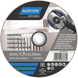 Lot de 3 disques à tronçonner Norton 9" (230mm) x 1,9 x 22,23mm