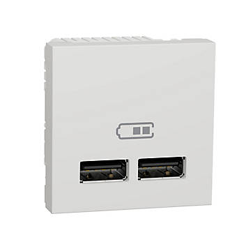 Double Chargeur blanc USB Type A 1A + 2,1A, Unica Pro Schneider Electric 