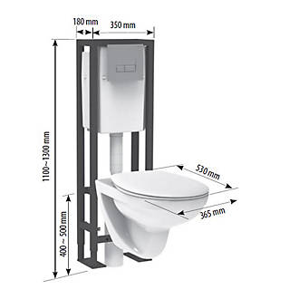 Pack WC suspendu Siamp Actua chasse d'eau double 3/6L, WC suspendus et  bâti-supports