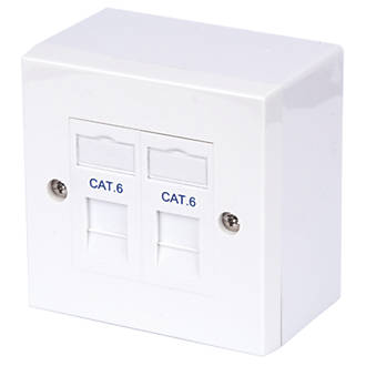 Double prise Ethernet RJ45 2 ports Cat 6 Philex blanc